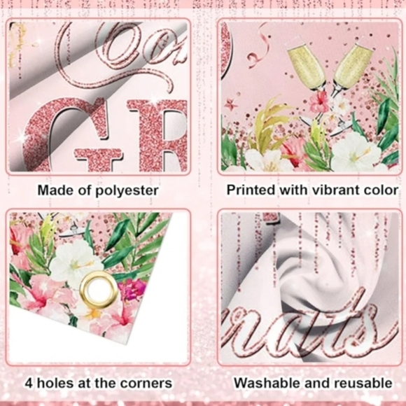 Pink Floral Graduation Backdrop - Picture 3 of 4